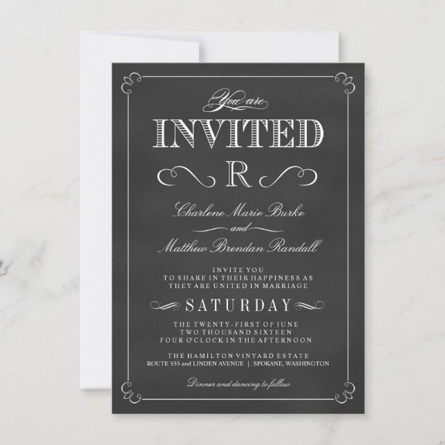 Invitaciones a la boda de un monograma rústico de  (Anverso)