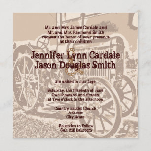 Invitaciones a la boda de una granja de tractores
