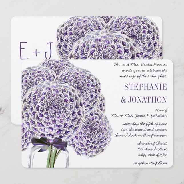 Invitaciones a la boda de una jara morada ultravio (Anverso / Reverso)