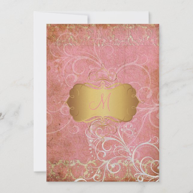 Invitaciones a la boda de ungüento/monograma (Anverso)