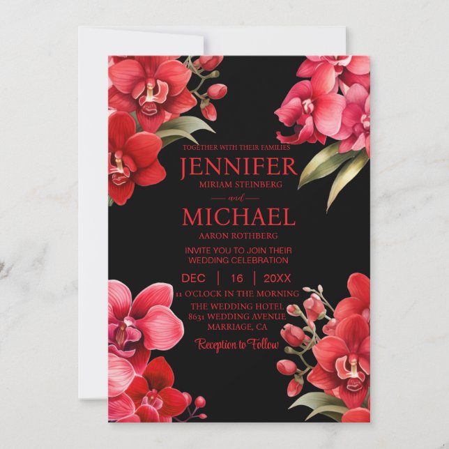 Invitaciones a la boda de verano de las orquídeas  (Anverso)