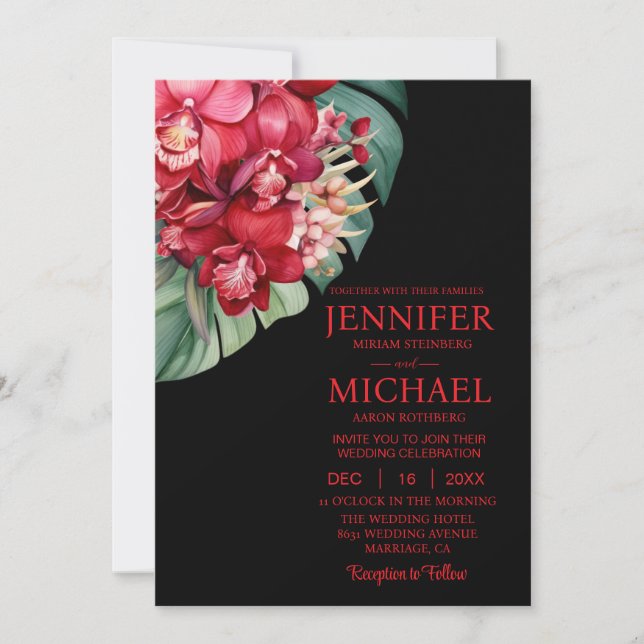 Invitaciones a la boda de verano de las orquídeas  (Anverso)