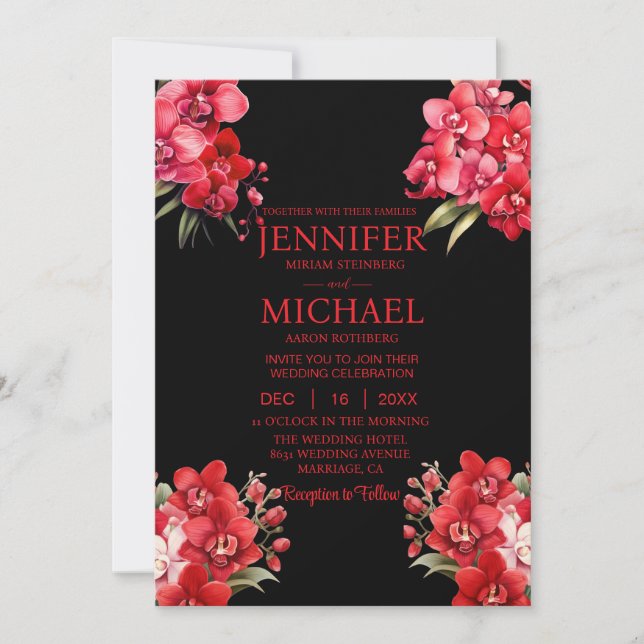 Invitaciones a la boda de verano de las orquídeas  (Anverso)