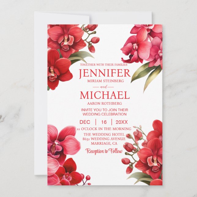 Invitaciones a la boda de verano de las orquídeas  (Anverso)