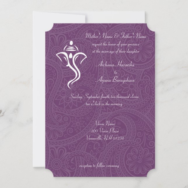 Invitaciones a la boda de Vighneshvara (Anverso)