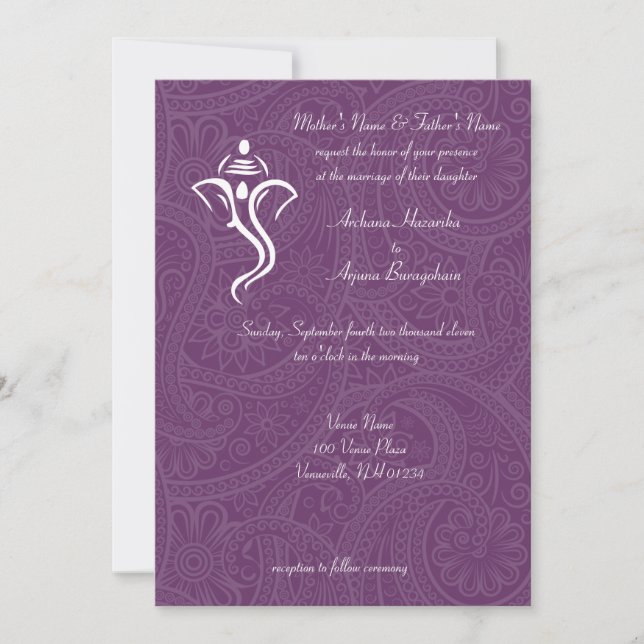 Invitaciones a la boda de Vighneshvara (Anverso)