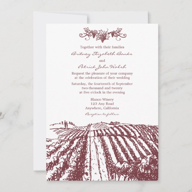 Invitaciones a la Boda de Viña Toscana (Anverso)