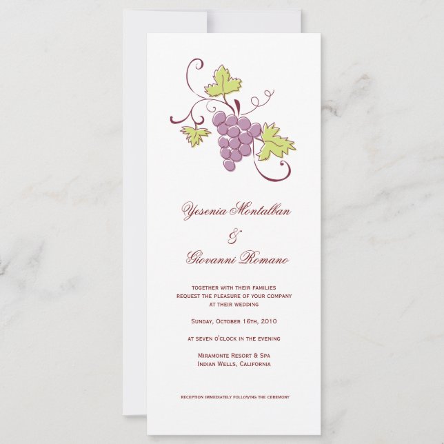 Invitaciones a la boda de viñedos (Anverso)