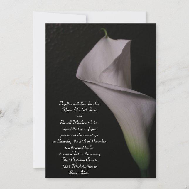 Invitaciones a la boda de White Calla Lily (Anverso)
