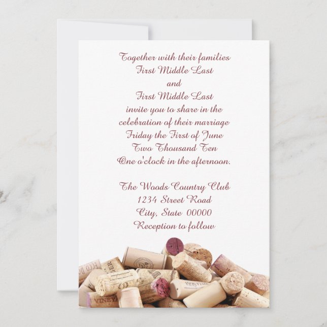 Invitaciones a la boda de Wine Corks (Anverso)