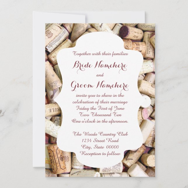 Invitaciones a la boda de Wine Corks (Anverso)