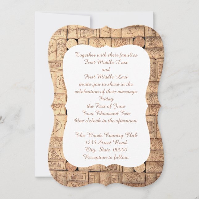 Invitaciones a la boda de Wine Corks (Anverso)
