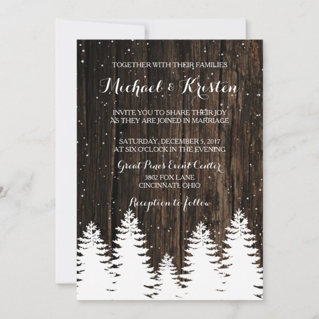 Invitaciones a la boda de Winter Wonderland (Anverso)