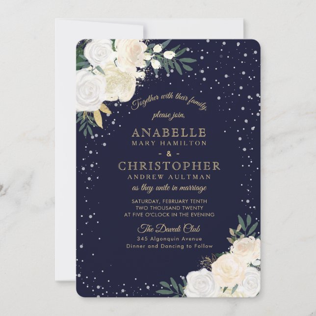 Invitaciones a la boda de Winter Woodland (Anverso)