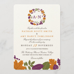 Invitaciones a la boda de Wreath Cream Fall