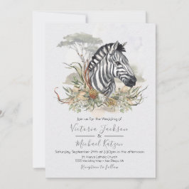 Invitaciones a la boda de Zebra de la Jungla Tropi