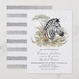 Invitaciones a la boda de Zebra de la Jungla Tropi
