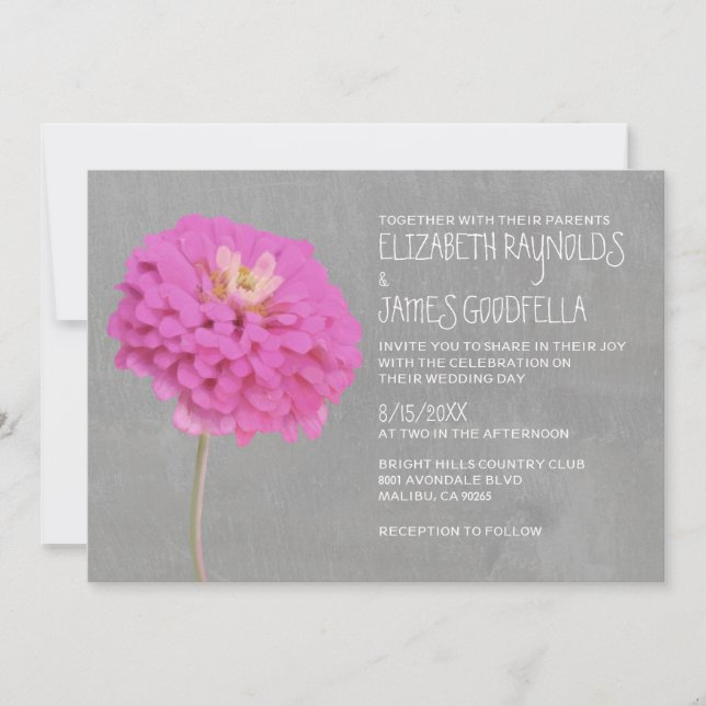 Invitaciones a la boda de Zinnias (Anverso)