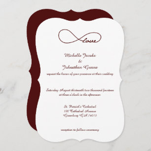 Invitaciones a la boda del amor rojo borgoñoso inf