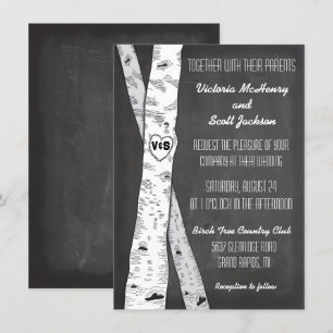 Invitaciones a la boda del árbol de aves de Chalkb