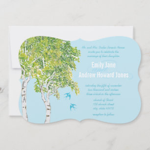 Invitaciones a la boda del árbol de aves de pájaro