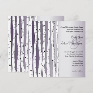 Invitaciones a la boda del árbol de aves púrpura L