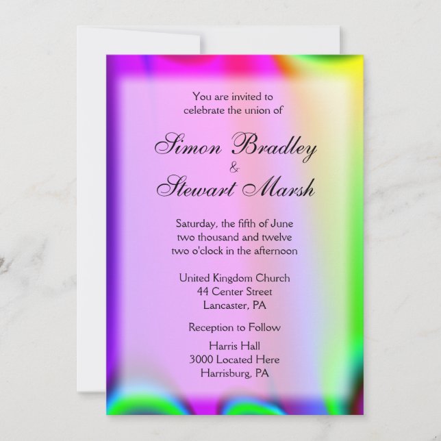 Invitaciones a la boda del arcoiris (Anverso)