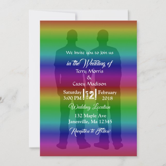 Invitaciones a la boda del arcoiris del Orgullo ga (Anverso)