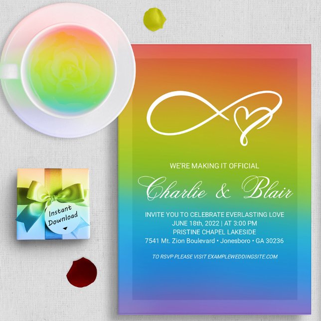 Invitaciones a la boda del arcoiris del personaliz (Subido por el creador)