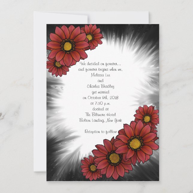 Invitaciones a la boda del arrebato de sol con flo (Anverso)