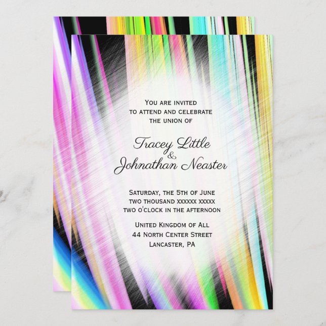 Invitaciones a la boda del arte del arcoiris moder (Anverso / Reverso)