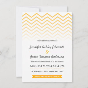 Invitaciones a la boda del Chevron amarillo Ombre