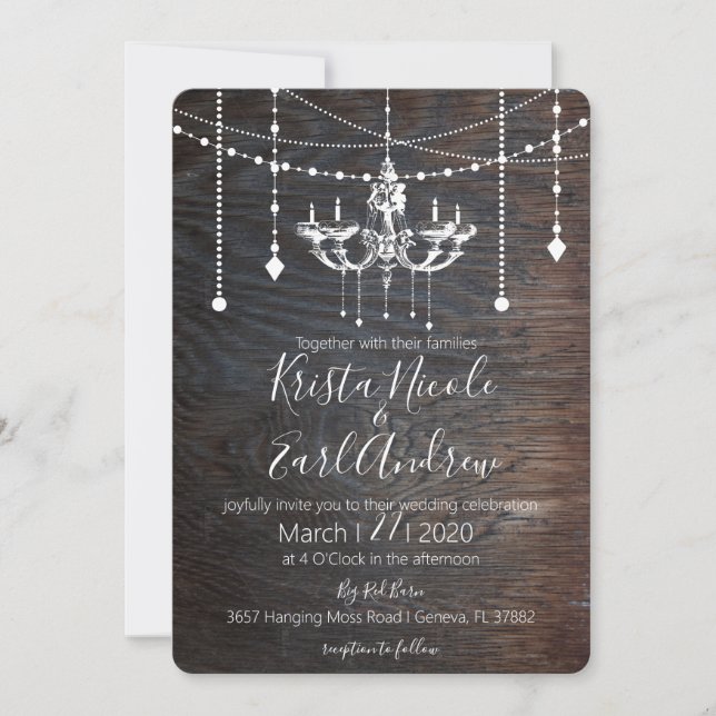 Invitaciones a la boda del Condado de Rustic Chand (Anverso)