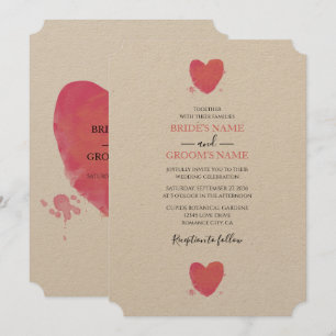 Invitaciones a la boda del corazón por acuarela rú