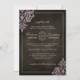 Invitaciones a la boda del Damasco de Chalkboard y