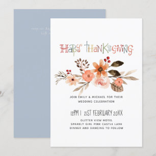 Invitaciones a la boda del día de gracias Naranja 