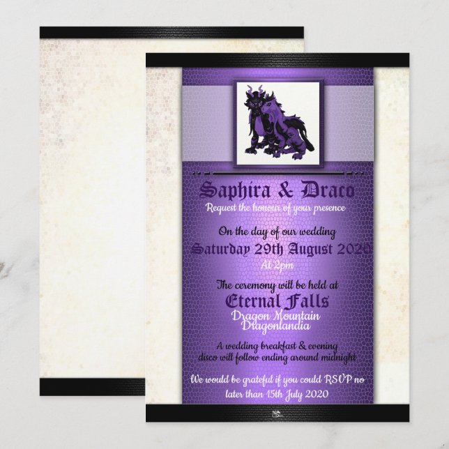 Invitaciones a la boda del dragón de Soul Mates (Anverso / Reverso)