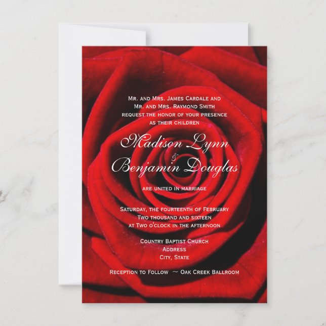 Invitaciones a la boda del El día de San Valentín  (Anverso)