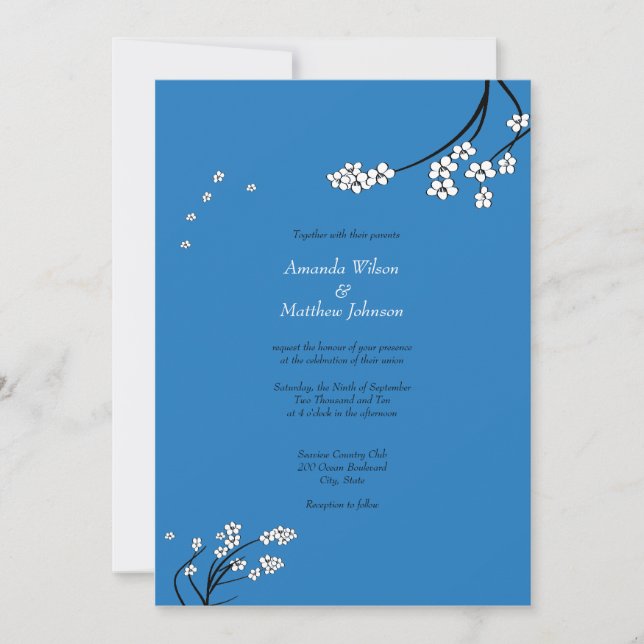 Invitaciones a la boda del florecimiento del cerez (Anverso)