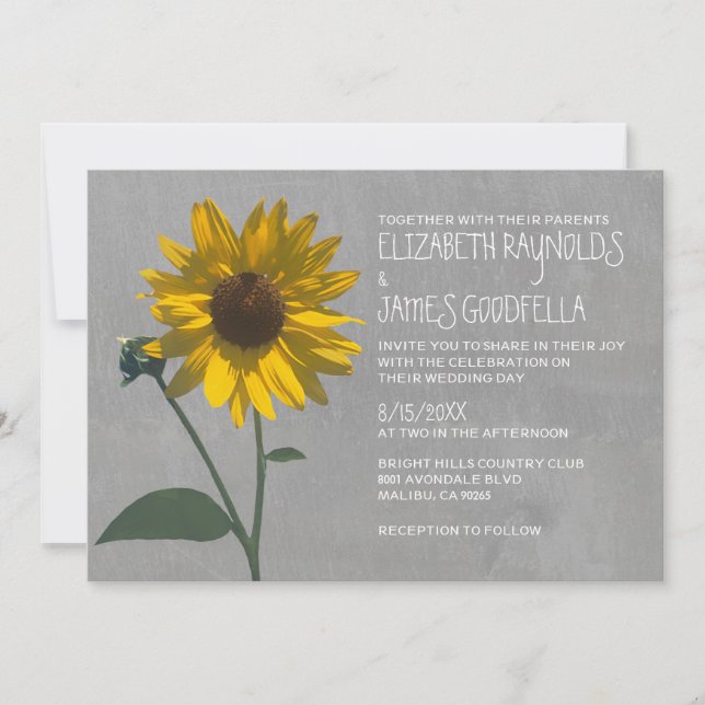 Invitaciones a la boda del girasol (Anverso)