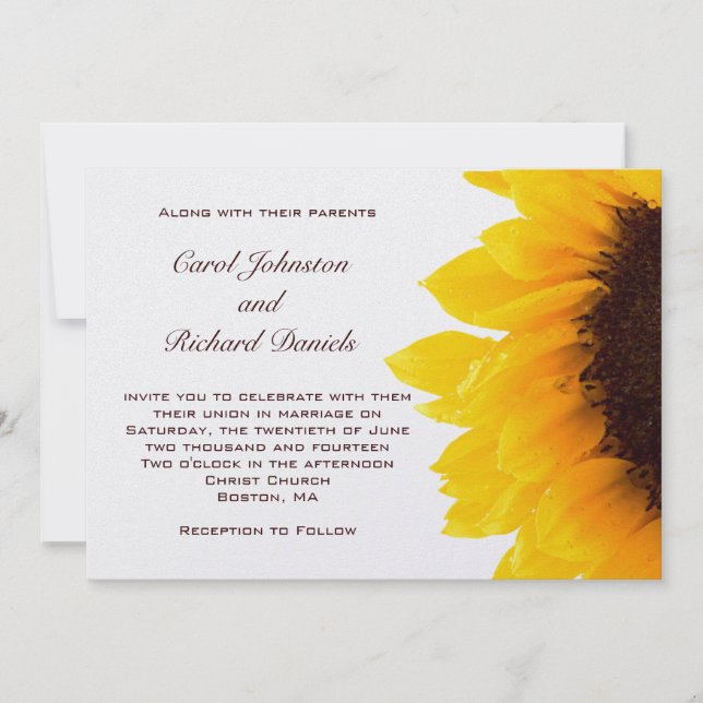 Invitaciones a la boda del girasol amarillo (Anverso)