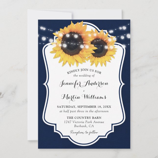 Invitaciones a la boda del girasol de la Marina Ru (Anverso)