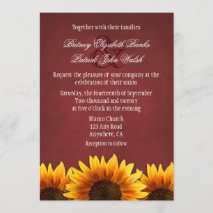 Invitaciones a la boda del girasol en el tablero r