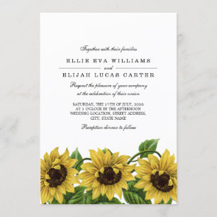 Invitaciones a la boda del girasol vintage