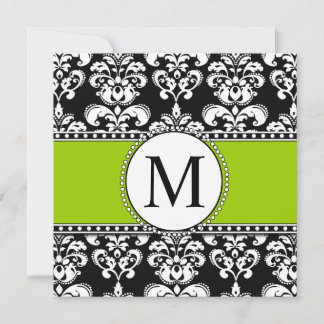 Invitaciones a la boda del monograma de damasco ne