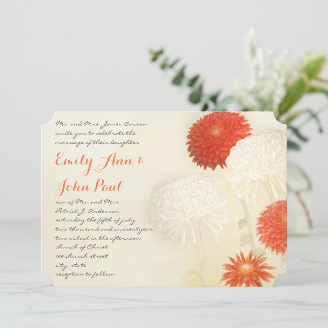 Invitaciones a la boda del Naranja de coral Chrysa (Anverso de pie)