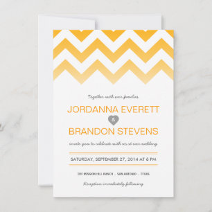 Invitaciones a la boda del ómbre amarillo Chevron