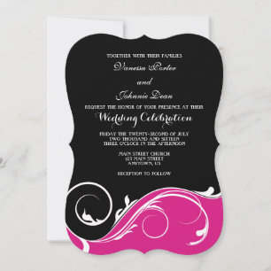 Invitaciones a la boda del paréntesis negro rosado