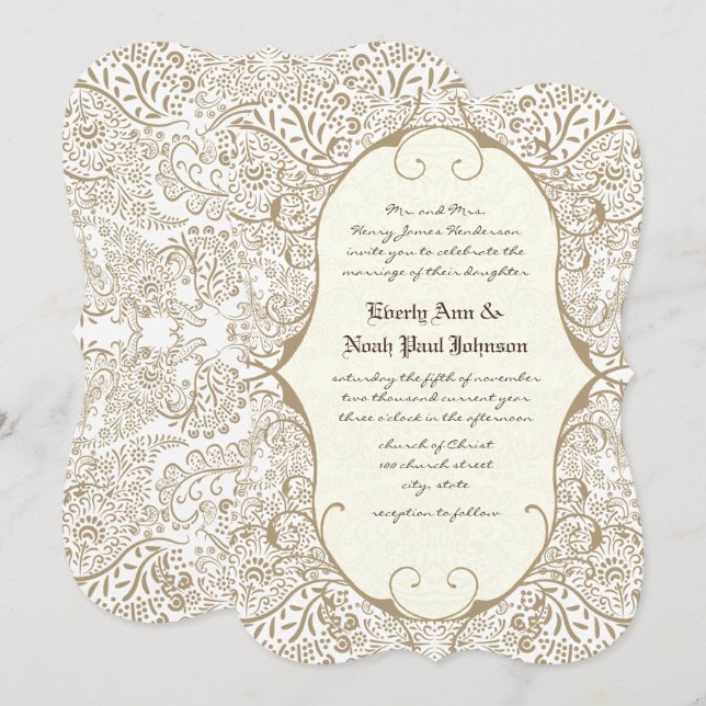 Invitaciones a la boda del patrón sinusal gris (Anverso / Reverso)