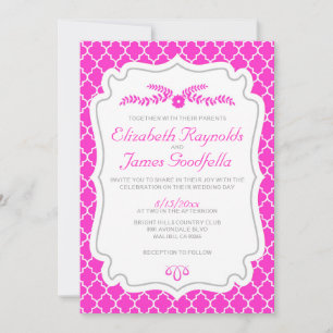 Invitaciones a la boda del Quatrefoil Rosado